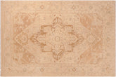 6x9 hand knotted Ziegler wool rug in brown and tan - Eclectic Ziegler Felica