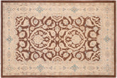 6x9 hand knotted Ziegler wool rug in brown and tan - Bohemian Ziegler Marry