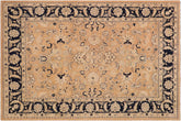 9x11 hand knotted Ziegler wool rug in nude and blue - Boho Chic Ziegler Jacalyn
