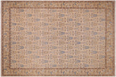 9x12 hand knotted transitional wool rug in beige and tan - Chic Leida