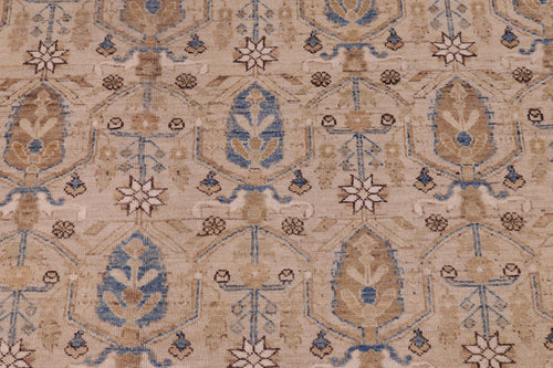handmade Transitional Kafkaz Beige Tan Hand Knotted RECTANGLE 100% WOOL area rug 9' x 12'