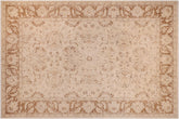 9x12 hand knotted Ziegler wool rug in beige and brown - Bohemian Ziegler Vernita