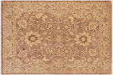 9x12 hand knotted Ziegler wool rug in brown and beige - Bohemian Ziegler Kristyn
