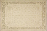 9x12 hand knotted transitional wool rug in beige and green - Chic Lavada