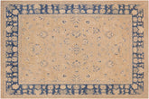9x12 hand knotted Ziegler wool rug in taupe and blue - Chic Ziegler Johnie