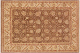9x12 hand knotted transitional wool rug in brown and beige - Eclectic Evita