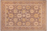 9x13 hand knotted transitional wool rug in brown and beige - Classic Carri