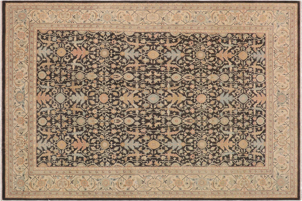 handmade Transitional Kafkaz Charcoal Green Hand Knotted RECTANGLE 100% WOOL area rug 9x12