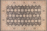 9x12 hand knotted transitional wool rug in charcoal and pink - Chic Leda