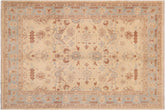 9x11 hand knotted Ziegler wool rug in beige and blue - Bohemian Ziegler Eda
