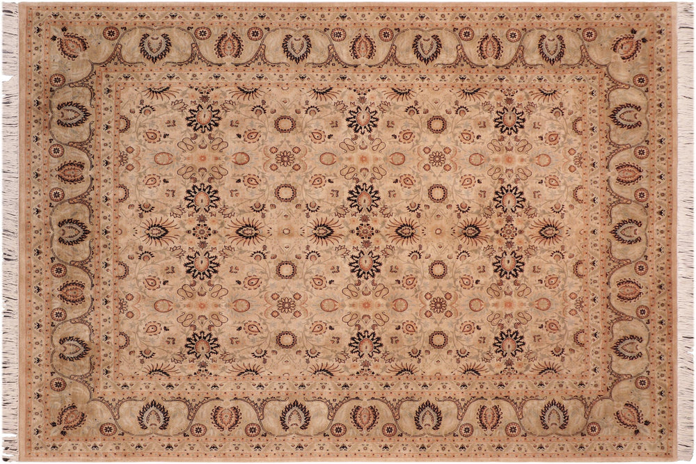 handmade Transitional New Asif Beige Green Hand Knotted RECTANGLE 100% WOOL area rug 8x10