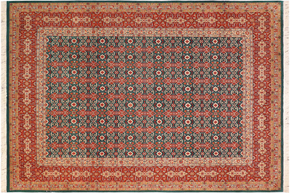 handmade Transitional Green Rust Hand Knotted RECTANGLE 100% WOOL area rug 8x10
