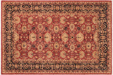 6x9 hand knotted transitional wool rug in rust and blue - Bohemian Nelida