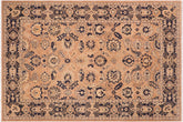 6x9 hand knotted Ziegler wool rug in rose and blue - Chic Ziegler Marilou