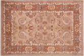 6x9 hand knotted Ziegler wool rug in tan and brown - Bohemian Ziegler Dion