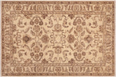 6x9 hand knotted Ziegler wool rug in beige and brown - Chic Ziegler Joi