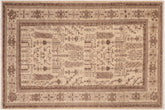 6x9 hand knotted geometric wool rug in beige and brown - Tribal Ziegler Janene