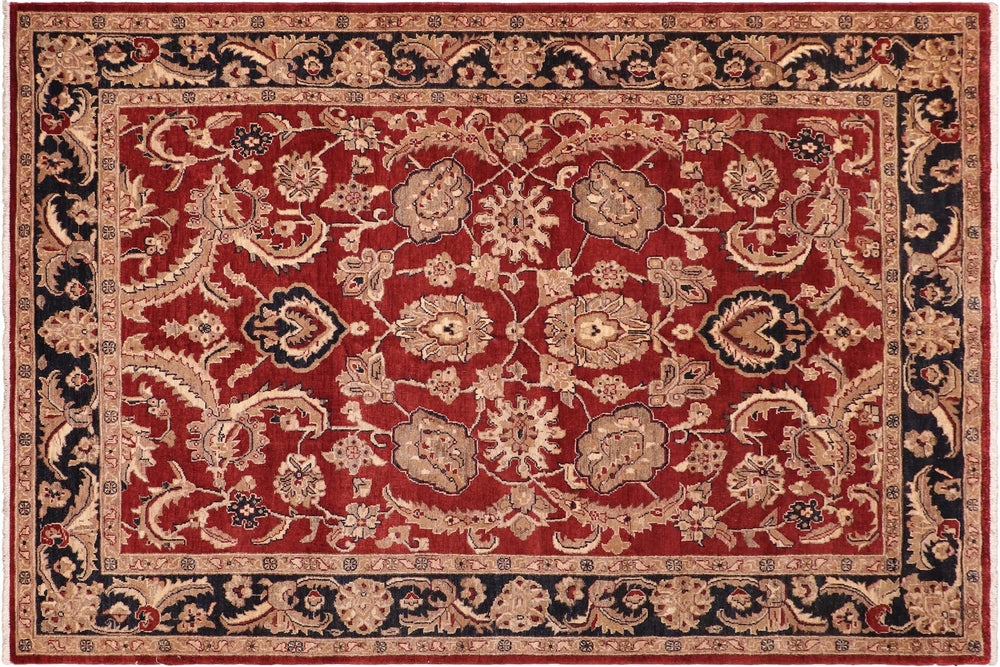 handmade Traditional Kafkaz Red Blue Hand Knotted RECTANGLE 100% WOOL area rug 6x9