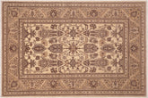 6x9 hand knotted geometric wool rug in beige and brown - Southwestern Ziegler Dorotha