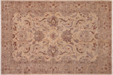6x9 hand knotted Ziegler wool rug in gold and tan - Bohemian Ziegler Dani