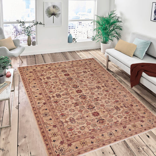 handmade Transitional Kafkaz Gold Rust Hand Knotted RECTANGLE 100% WOOL area rug 6' x 9'