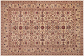 6x9 hand knotted transitional wool rug in gold and rust - Chic Carlyn