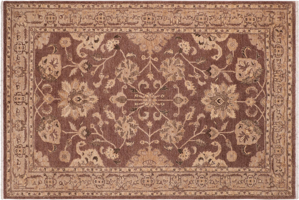 handmade Traditional Kafkaz Brown Tan Hand Knotted RECTANGLE 100% WOOL area rug 6x9
