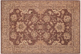 6x9 hand knotted Ziegler wool rug in brown and tan - Classic Ziegler Berenice