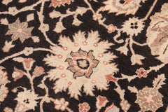 handmade Traditional Lahore Black Beige Hand Knotted RECTANGLE 100% WOOL area rug 6x9