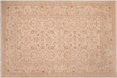 6x9 hand knotted transitional wool rug in beige and tan - Boho Chic Annelies
