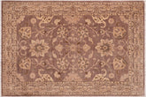 6x9 hand knotted Ziegler wool rug in brown and tan - Bohemian Ziegler Alethea