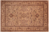 6x9 hand knotted Ziegler wool rug in gray and tan - Classic Ziegler Tamiko