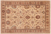 6x9 hand knotted Ziegler wool rug in beige and brown - Bohemian Ziegler Deloras