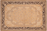 6x9 hand knotted transitional wool rug in rose and charcoal - Bohemian Madison