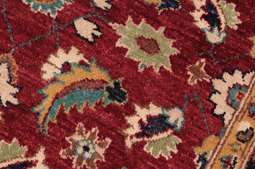 handmade Transitional Kafkaz Red Blue Hand Knotted RECTANGLE 100% WOOL area rug 6' x 9'