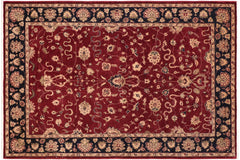 handmade Traditional Kafkaz Red Blue Hand Knotted RECTANGLE 100% WOOL area rug 6x9