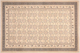 6x9 hand knotted transitional wool rug in beige and green - Bohemian Buffy
