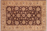 6x9 hand knotted transitional wool rug in brown and tan - Boho Chic Aja
