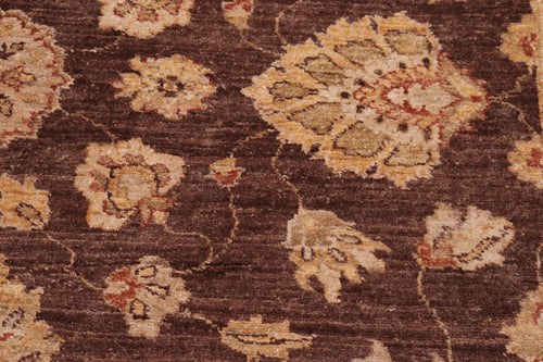 handmade Transitional Kafkaz Brown Tan Hand Knotted RECTANGLE 100% WOOL area rug 6' x 9'