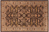 6x9 hand knotted transitional wool rug in brown and gray - Eclectic Patrick