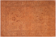 handmade Over Dyed Over Dyed Orange Orange Hand Knotted RECTANGLE 100% WOOL area rug 6' x 9'