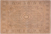 9x12 hand knotted Vegetable Dyed wool rug in taupe and green - Tajdar Isela