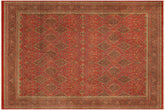 9x12 hand knotted Vegetable Dyed wool rug in rust and green - Gretta