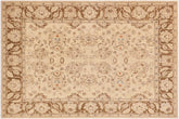 8x10 hand knotted Ziegler wool rug in beige and brown - Bohemian Ziegler Antonina