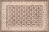 8x10 hand knotted transitional wool rug in brown and beige - Oriental Willene
