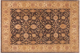 8x10 hand knotted transitional wool rug in brown and tan - Bohemian Agnus