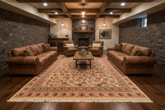 handmade Transitional Gulberg Ivory Pink Hand Knotted RECTANGLE 100% WOOL area rug 6x9