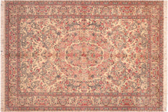 handmade Traditional Tamour Ivory Pink Hand Knotted RECTANGLE 100% WOOL area rug 6x9