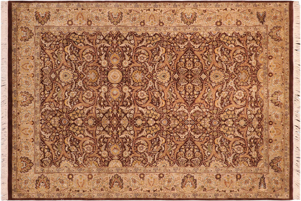 handmade Transitional Regular Brown Taupe Hand Knotted RECTANGLE 100% WOOL area rug 6x9