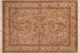handmade Traditional Agra Taupe Green Hand Knotted RECTANGLE 100% WOOL area rug 6x9